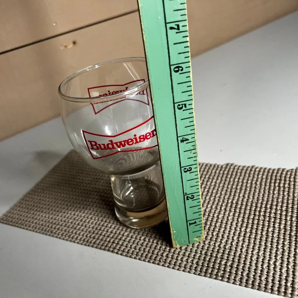 Budweiser Vintage Beer Glass Red Bowtie Logo Weighted Pedestal Base Barware
